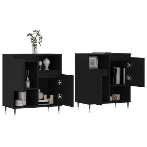 Buffets 2 pcs noir bois d'ingénierie - Photo n°3; ?>