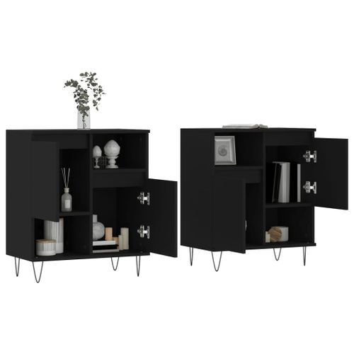 Buffets 2 pcs noir bois d'ingénierie - Photo n°3; ?>