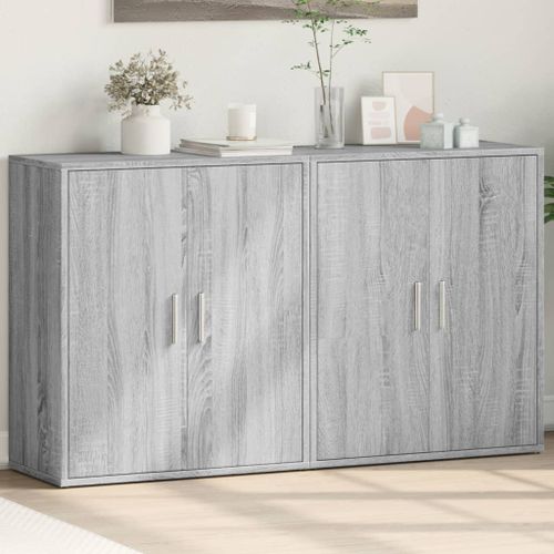 Buffets 2 pcs sonoma gris 60x31x70 cm bois d'ingénierie - Photo n°2; ?>