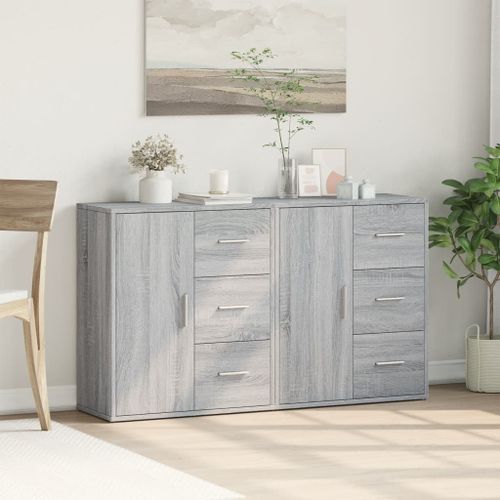 Buffets 2 pcs sonoma gris 60x31x70 cm bois d'ingénierie - Photo n°3; ?>