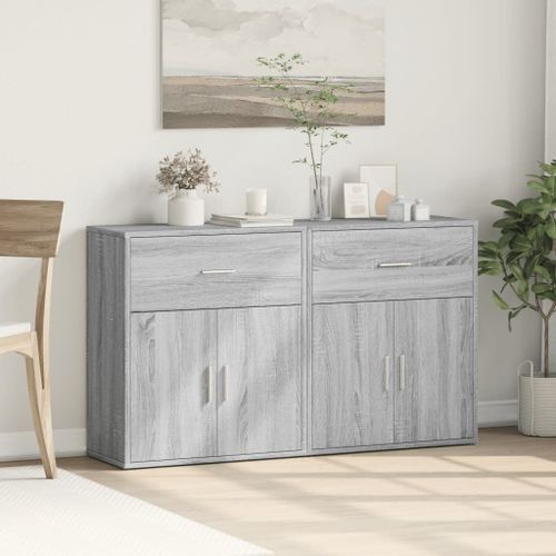 Buffets 2 pcs sonoma gris 60x31x70 cm bois d'ingénierie - Photo n°2; ?>