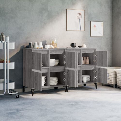 Buffets 2 pcs sonoma gris 60x35x70 cm bois d'ingénierie - Photo n°3; ?>