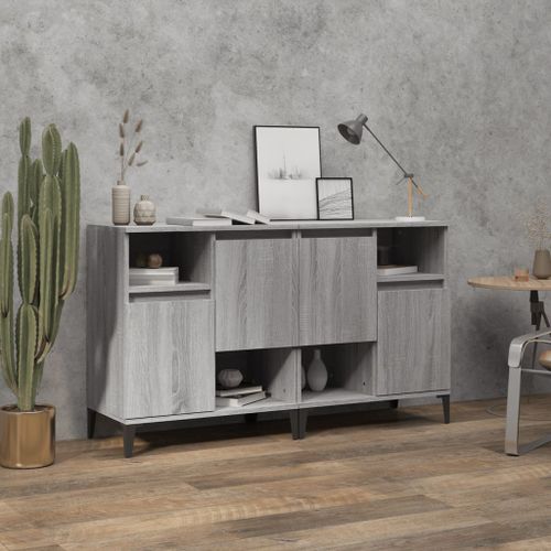 Buffets 2 pcs sonoma gris 60x35x70 cm bois d'ingénierie - Photo n°2; ?>