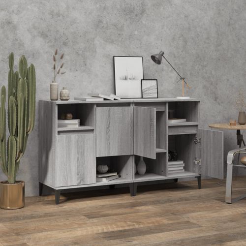 Buffets 2 pcs sonoma gris 60x35x70 cm bois d'ingénierie - Photo n°3; ?>