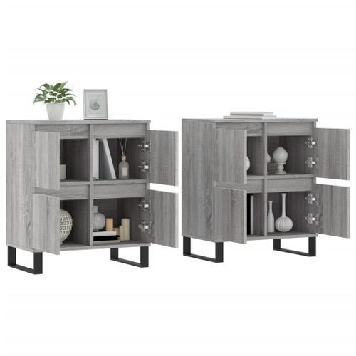 Buffets 2 pcs sonoma gris bois d'ingénierie - Photo n°3; ?>