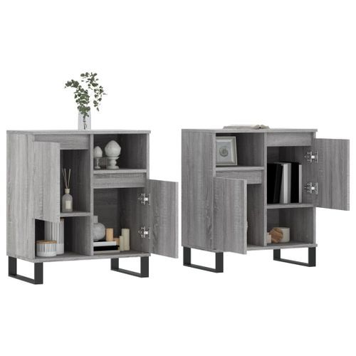 Buffets 2 pcs sonoma gris bois d'ingénierie - Photo n°3; ?>