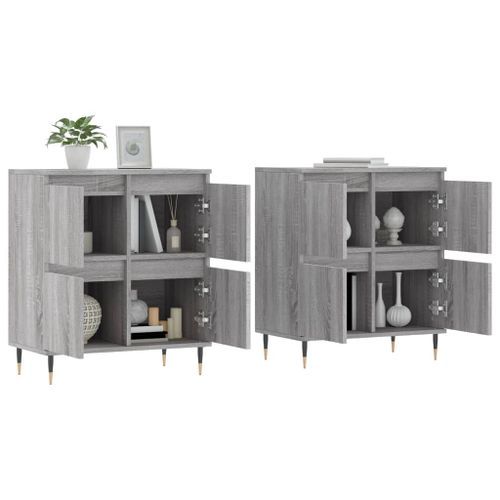 Buffets 2 pcs sonoma gris bois d'ingénierie - Photo n°3; ?>