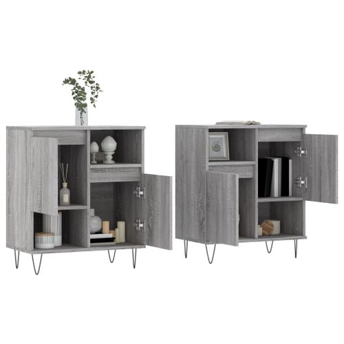 Buffets 2 pcs sonoma gris bois d'ingénierie - Photo n°3; ?>