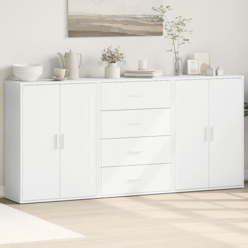 Buffets 3 pcs blanc 60x31x84 cm bois d'ingénierie - Photo n°2; ?>