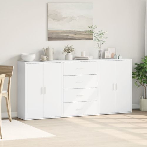 Buffets 3 pcs blanc 60x31x84 cm bois d'ingénierie - Photo n°3; ?>