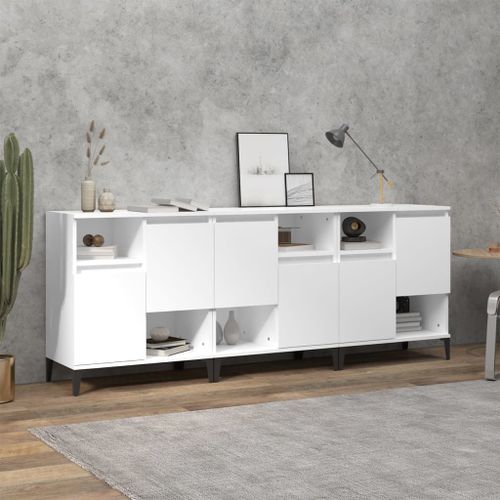 Buffets 3 pcs blanc 60x35x70 cm bois d'ingénierie - Photo n°2; ?>