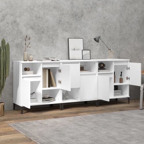 Buffets 3 pcs blanc 60x35x70 cm bois d'ingénierie - Photo n°3; ?>