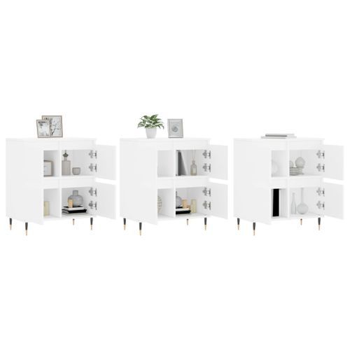 Buffets 3 pcs Blanc Bois d'ingénierie - Photo n°3; ?>