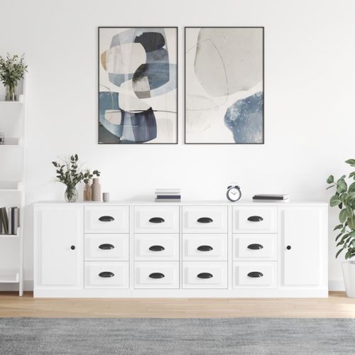 Buffets 3 pcs Blanc Bois d'ingénierie - Photo n°2; ?>