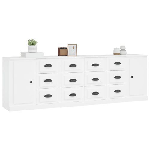 Buffets 3 pcs Blanc Bois d'ingénierie - Photo n°3; ?>