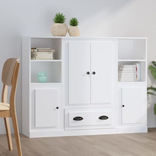 Buffets 3 pcs blanc bois d'ingénierie - Photo n°2; ?>