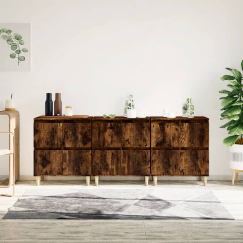 Buffets 3 pcs chêne fumé 60x35x70 cm bois d'ingénierie - Photo n°2; ?>