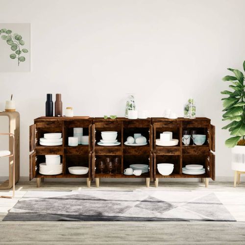 Buffets 3 pcs chêne fumé 60x35x70 cm bois d'ingénierie - Photo n°3; ?>