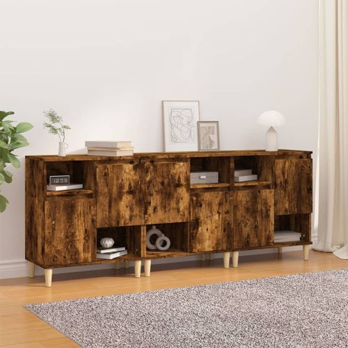 Buffets 3 pcs chêne fumé 60x35x70 cm bois d'ingénierie - Photo n°2; ?>