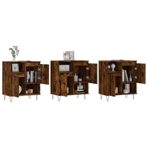 Buffets 3 pcs Chêne fumé Bois d'ingénierie - Photo n°3; ?>