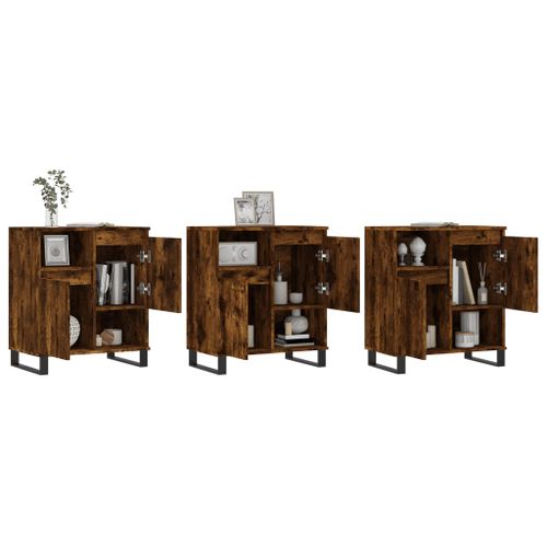 Buffets 3 pcs Chêne fumé Bois d'ingénierie - Photo n°3; ?>