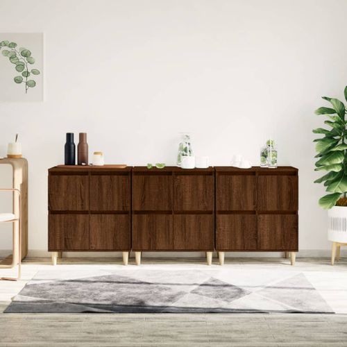 Buffets 3 pcs chêne marron 60x35x70 cm bois d'ingénierie - Photo n°2; ?>