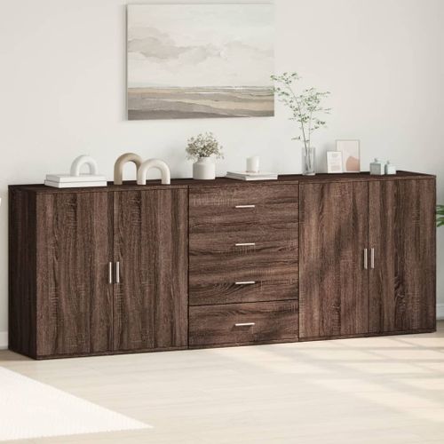 Buffets 3 pcs Chêne marron Bois d'ingénierie - Photo n°2; ?>