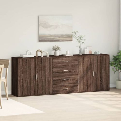 Buffets 3 pcs Chêne marron Bois d'ingénierie - Photo n°3; ?>