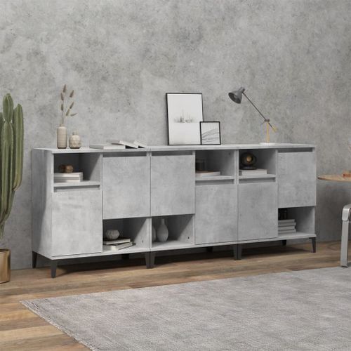 Buffets 3 pcs gris béton 60x35x70 cm bois d'ingénierie - Photo n°2; ?>