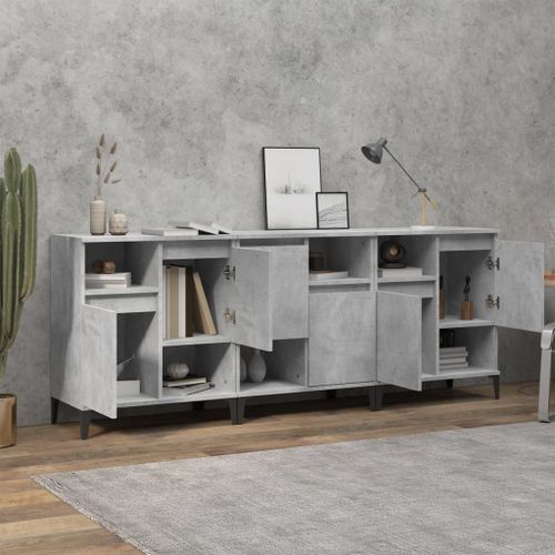 Buffets 3 pcs gris béton 60x35x70 cm bois d'ingénierie - Photo n°3; ?>