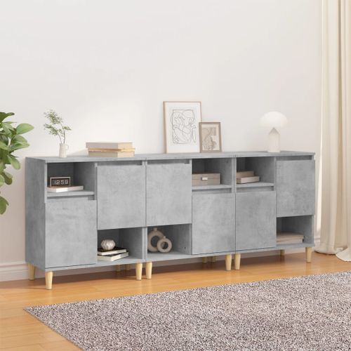 Buffets 3 pcs gris béton 60x35x70 cm bois d'ingénierie - Photo n°2; ?>