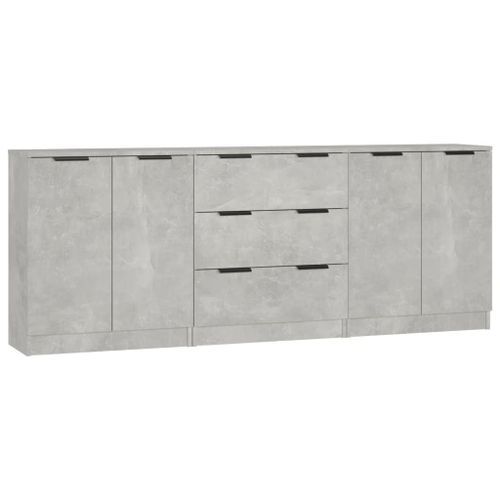 Buffets 3 pcs Gris béton Bois d'ingénierie 2 - Photo n°2; ?>