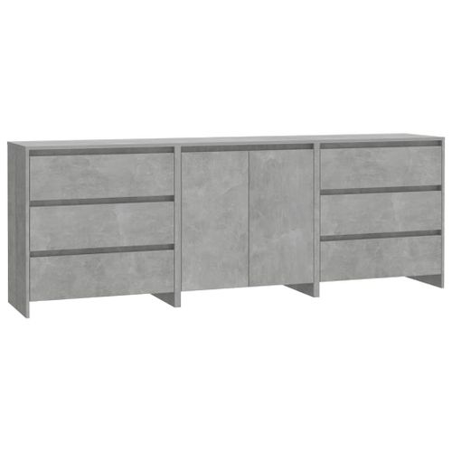 Buffets 3 pcs Gris béton Bois d'ingénierie 3 - Photo n°2; ?>