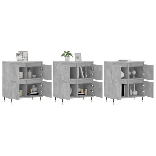 Buffets 3 pcs gris béton bois d'ingénierie - Photo n°3; ?>