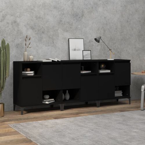 Buffets 3 pcs noir 60x35x70 cm bois d'ingénierie - Photo n°2; ?>