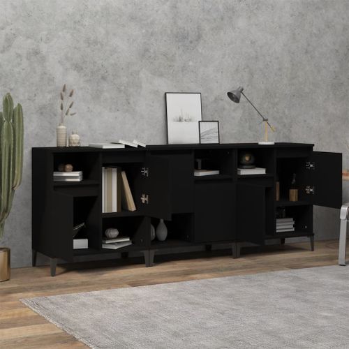 Buffets 3 pcs noir 60x35x70 cm bois d'ingénierie - Photo n°3; ?>