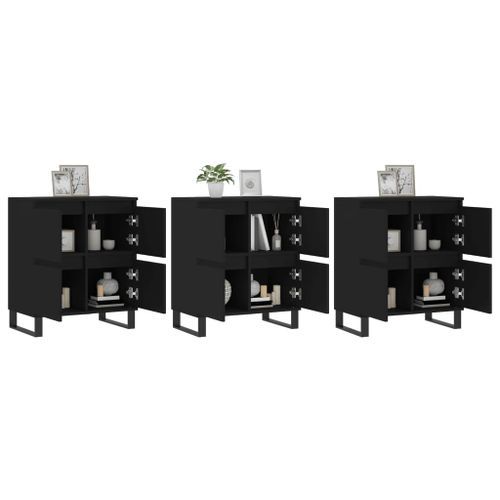 Buffets 3 pcs noir bois d'ingénierie - Photo n°3; ?>