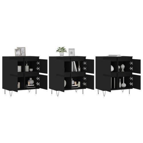 Buffets 3 pcs noir bois d'ingénierie - Photo n°3; ?>