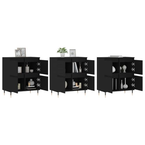 Buffets 3 pcs noir bois d'ingénierie - Photo n°3; ?>