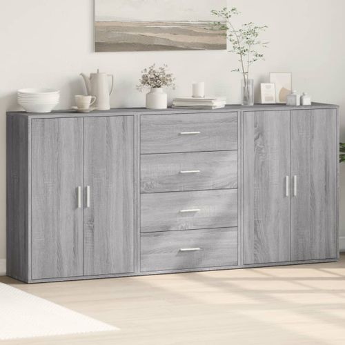 Buffets 3 pcs sonoma gris 60x31x84 cm bois d'ingénierie - Photo n°2; ?>