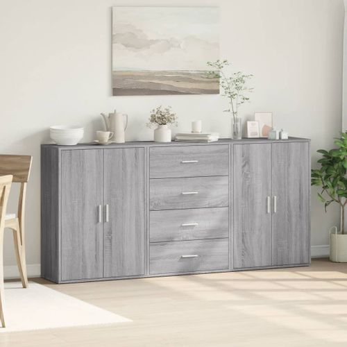 Buffets 3 pcs sonoma gris 60x31x84 cm bois d'ingénierie - Photo n°3; ?>