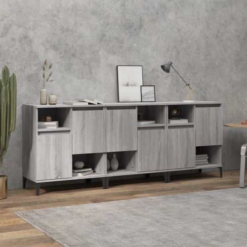 Buffets 3 pcs sonoma gris 60x35x70 cm bois d'ingénierie - Photo n°2; ?>