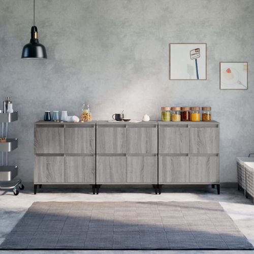 Buffets 3 pcs sonoma gris 60x35x70 cm bois d'ingénierie - Photo n°2; ?>