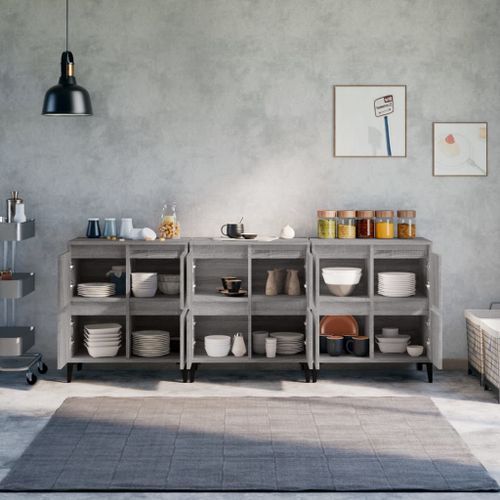 Buffets 3 pcs sonoma gris 60x35x70 cm bois d'ingénierie - Photo n°3; ?>