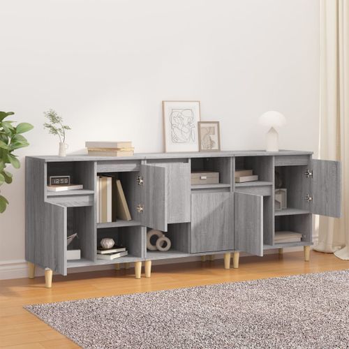 Buffets 3 pcs sonoma gris 60x35x70 cm bois d'ingénierie - Photo n°3; ?>