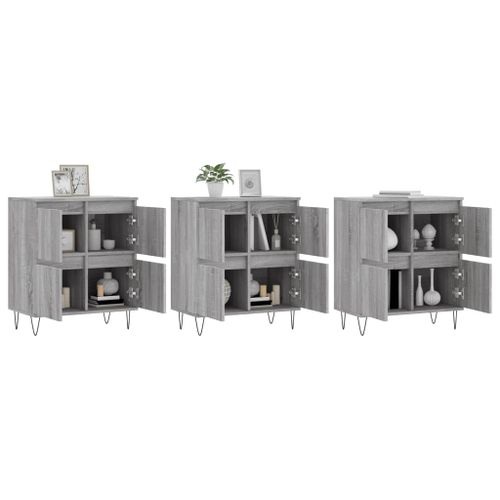 Buffets 3 pcs Sonoma gris Bois d'ingénierie - Photo n°3; ?>