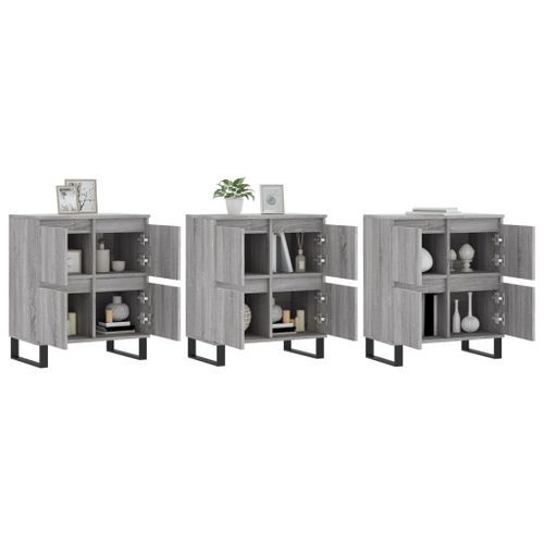 Buffets 3 pcs Sonoma gris Bois d'ingénierie - Photo n°3; ?>