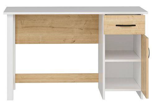Bureau 1 tiroir 1 porte bois blanc et naturel Klika 120 cm - Photo n°2; ?>