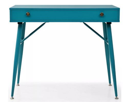 Bureau 1 tiroir bois et métal bleu antique Rex - Photo n°3; ?>