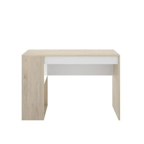 Bureau 1 tiroir coloris naturel/blanc - longueur 115 x profondeur